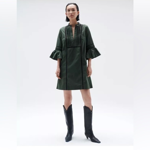 Figue Matilda Green Shift Dress Embroidered Size Small - Picture 1 of 12